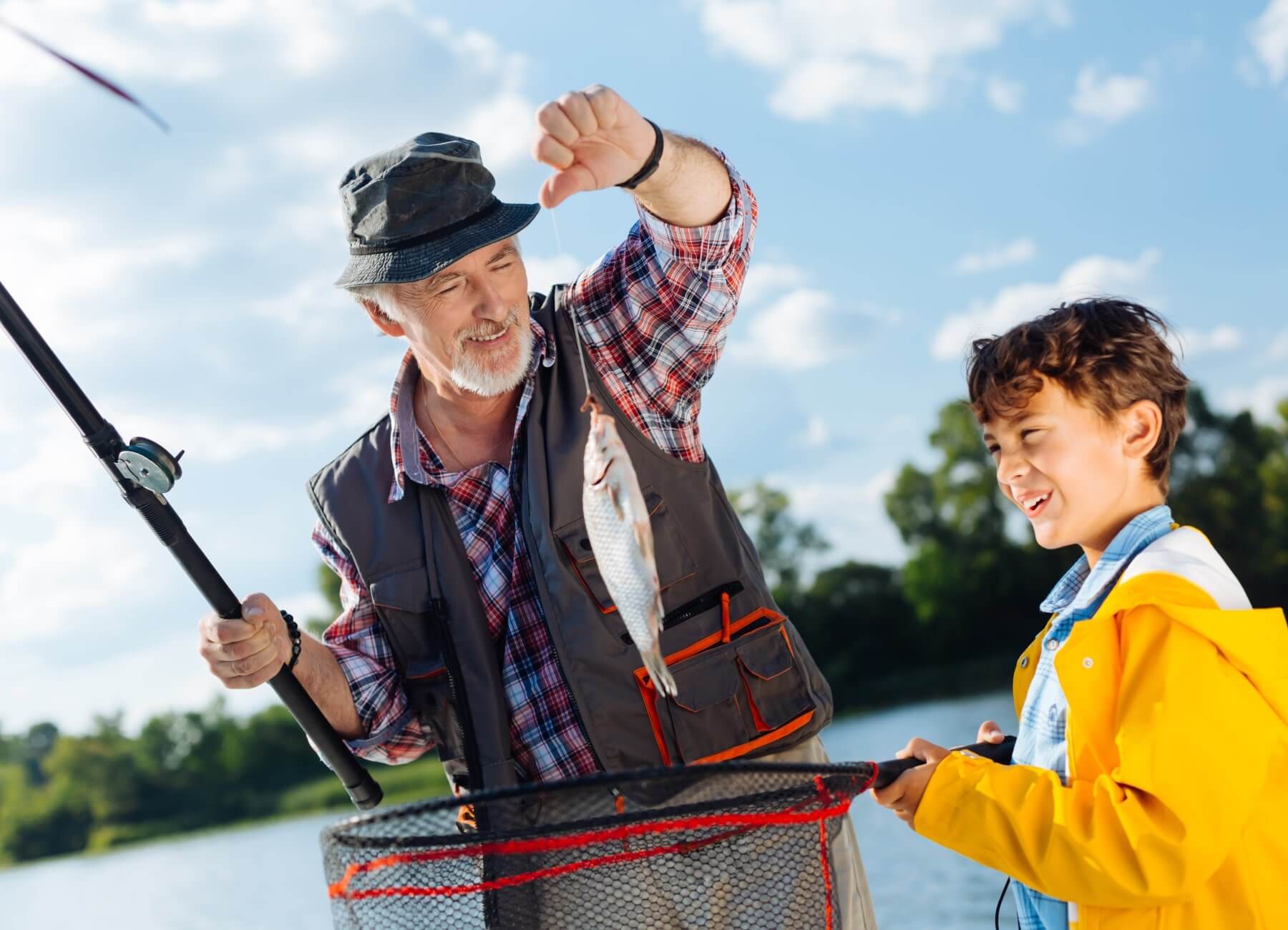 Pescador con niño