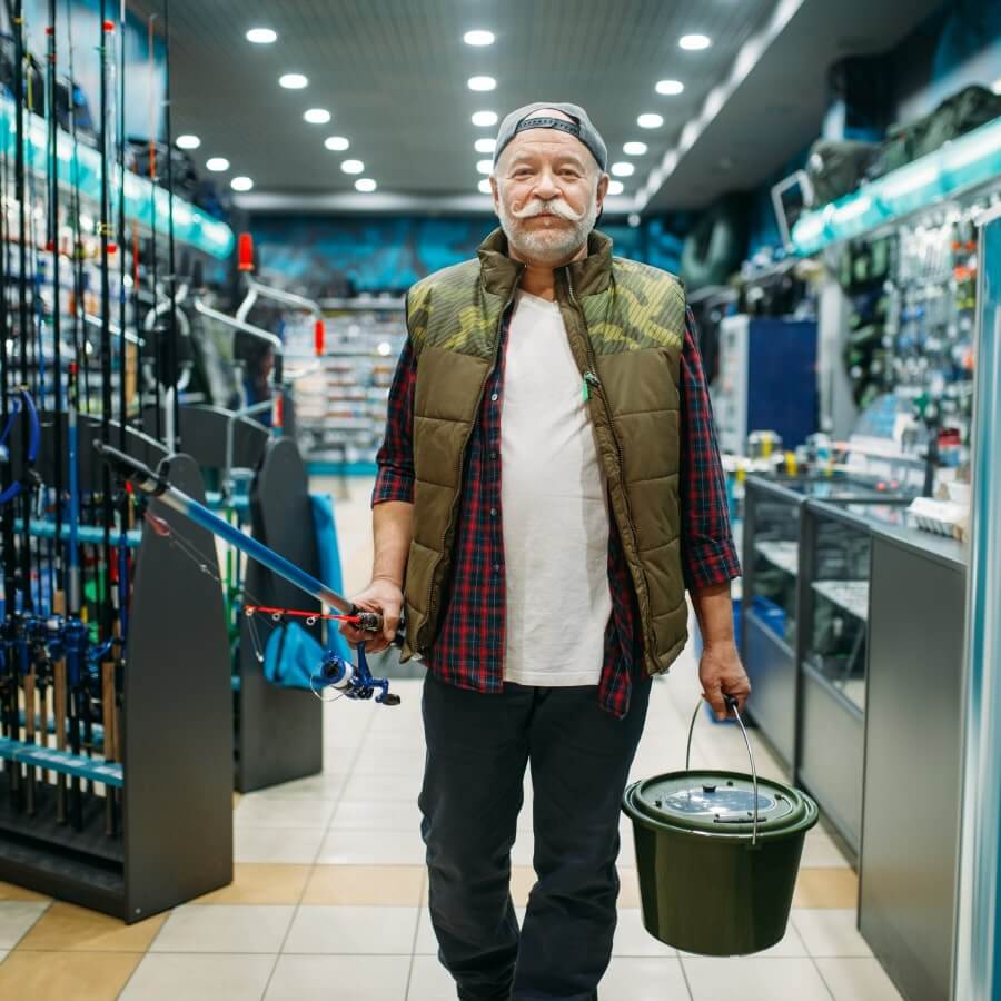 Imagen de pescador en tienda