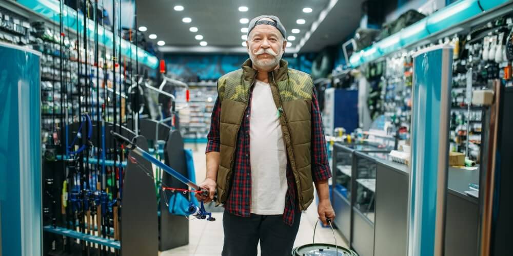 Imagen de pescador en tienda